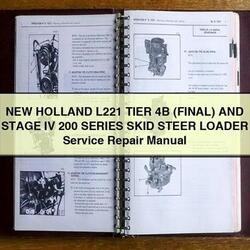 New Holland L221 Tier 4B (FINAL) Stage IV 200 Series Skid Steer Loader Service Repair Workshop Manual PDF