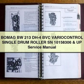 BOMAG BW 213 DH-4 BVC VARIOCONTROL Single DRUM Roller SN 10158306 & UP Service Repair Manual 