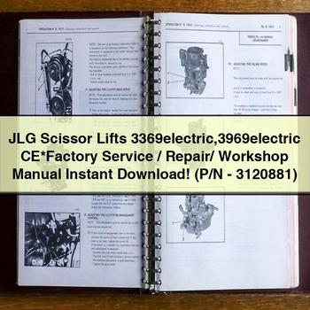 JLG Scissor Lifts 3369electric 3969electric CE Factory Service/Repair/ Workshop Manual  (P/N-3120881)
