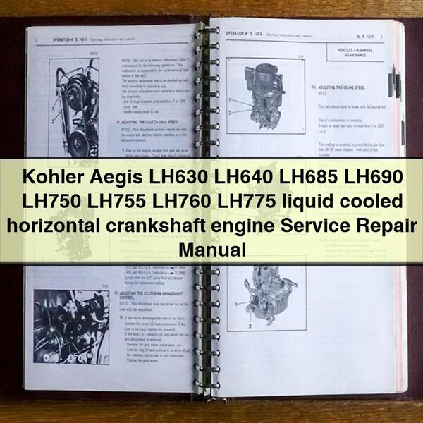 Kohler Aegis LH630 LH640 LH685 LH690 LH750 LH755 LH760 LH775 liquid cooled horizontal crankshaft engine Manual de servicio y reparación