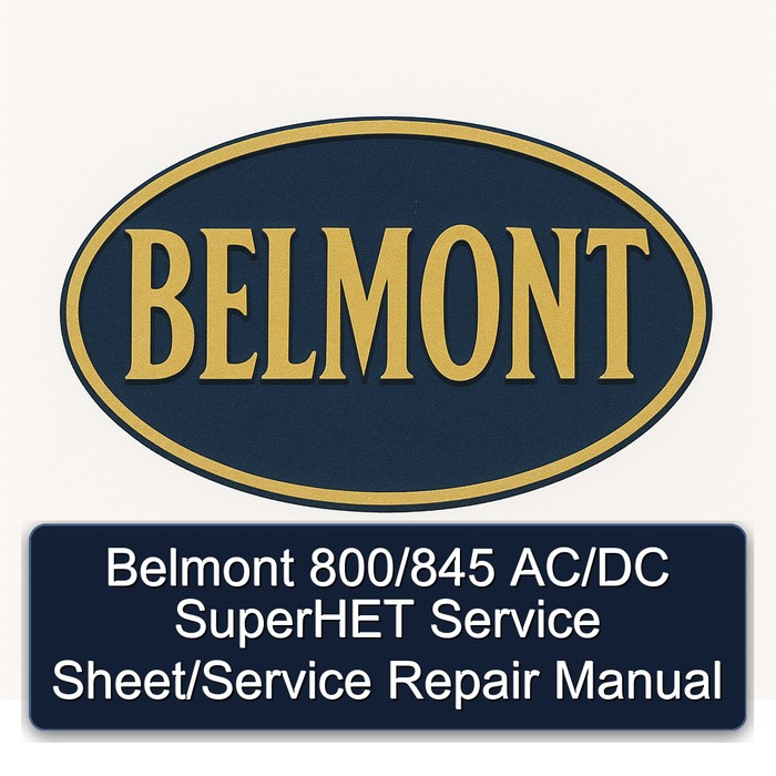 Belmont 800/845 AC/DC SuperHET Service Sheet/Service Repair Manual