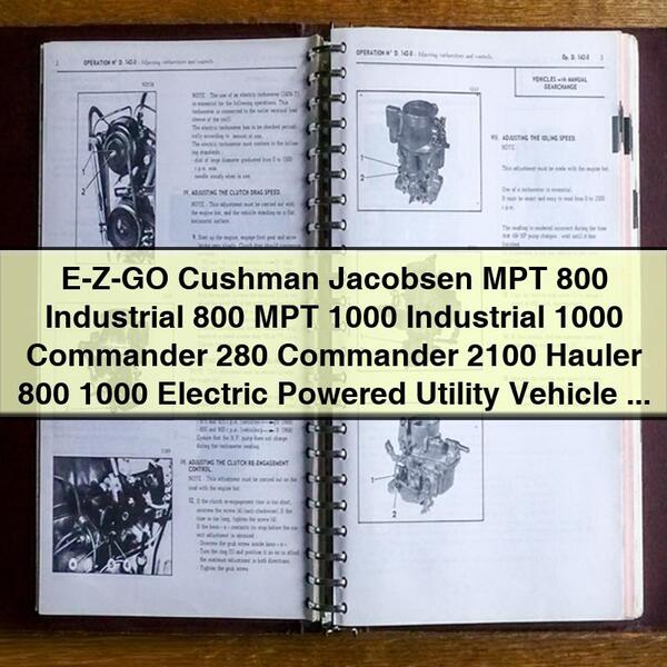 Manual de Reparación y Servicio para Vehículos Utilitarios Eléctricos E-Z-GO Cushman Jacobsen (2004-2012)