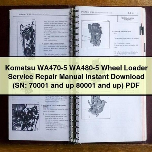 Komatsu WA470-5 WA480-5 Wheel Loader Manual de servicio y reparación Instant Download (SN: 70001 and up 80001 and up) PDF