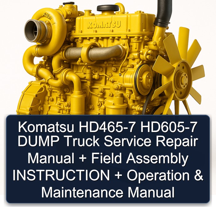 Komatsu HD465-7 HD605-7 DUMP Truck Manual de servicio y reparación + Field Assembly INSTRUCTION + Operation & Maintenance Manual