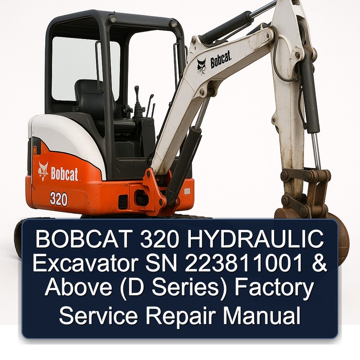 BOBCAT 320 HYDRAULIC Excavator SN 223811001 & Above (D Series) Factory Service Repair Manual