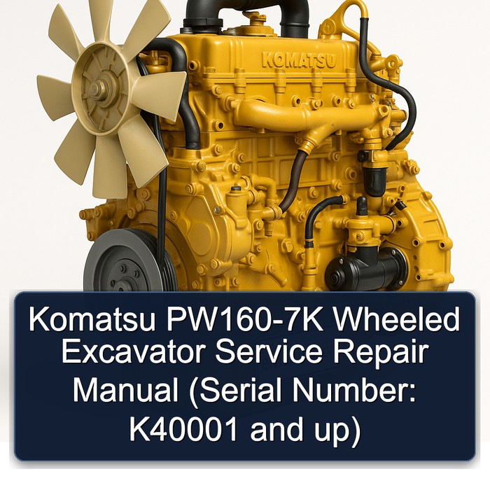 Komatsu PW160-7K Wheeled Excavator Manual de servicio y reparación (Serial Number: K40001 and up)