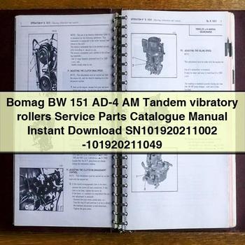 Bomag BW 151 AD-4 AM Tandem vibratory rollers Service Parts Catalogue Manual  SN101920211002 -101920211049
