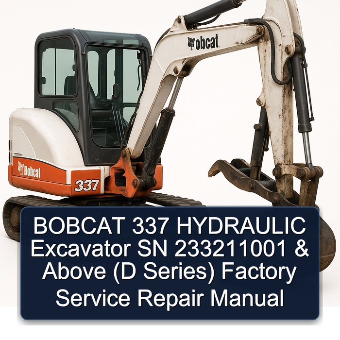 BOBCAT 337 HYDRAULIC Excavator SN 233211001 & Above (D Series) Factory Service Repair Manual