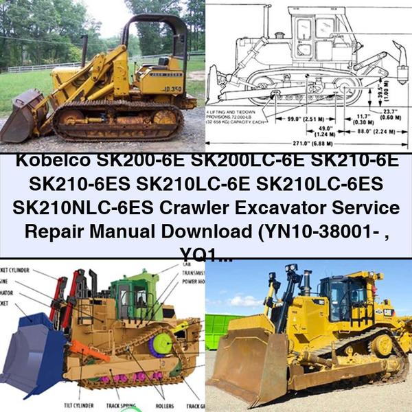 Kobelco SK200-6E SK200LC-6E SK210-6E SK210-6ES SK210LC-6E SK210LC-6ES SK210NLC-6ES Crawler Excavator Service Repair Manual (YN10-38001- YQ10-05501- )