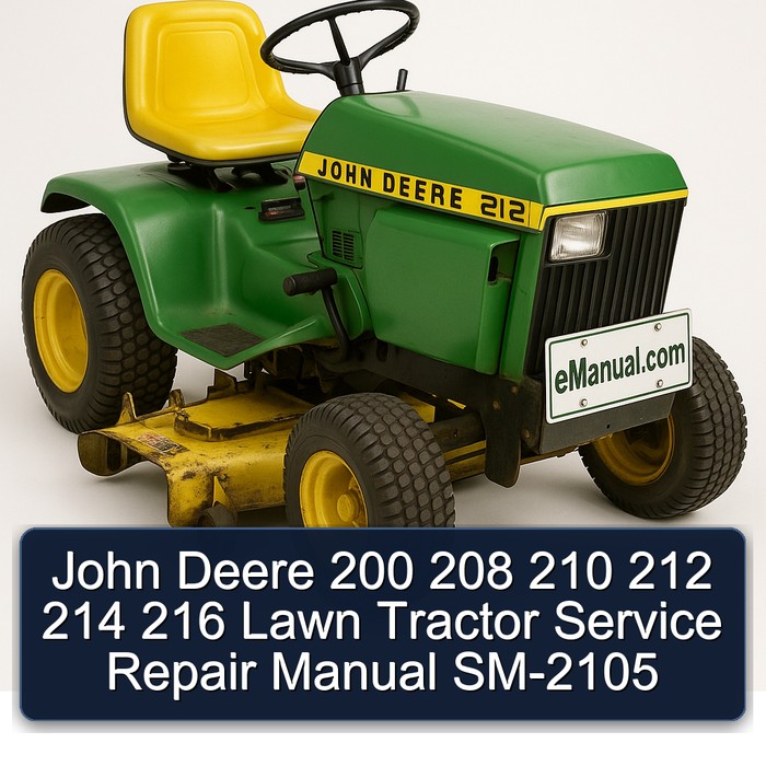 Manual de Servicio y Reparación para Tractores de Césped John Deere 200, 208, 210, 212, 214, 216