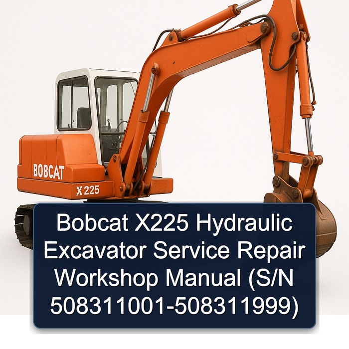 Bobcat X225 Hydraulic Excavator Service Repair Workshop Manual  (S/N 508311001-508311999)