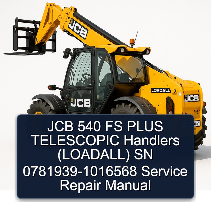 JCB 540 FS PLUS TELESCOPIC Handlers (LOADALL) SN 0781939-1016568 Service Repair Manual