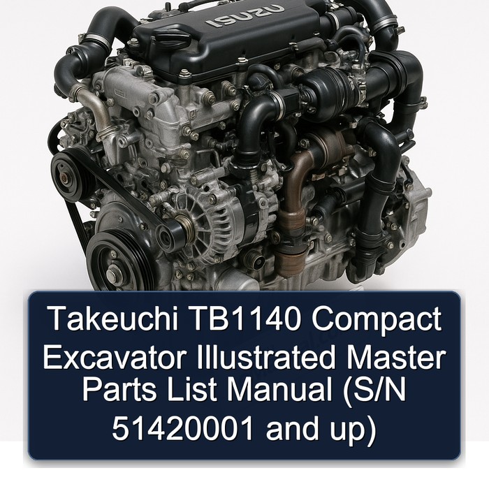 Takeuchi TB1140 Compact Excavator Illustrated Master Parts List Manual (S/N 51420001 and up)