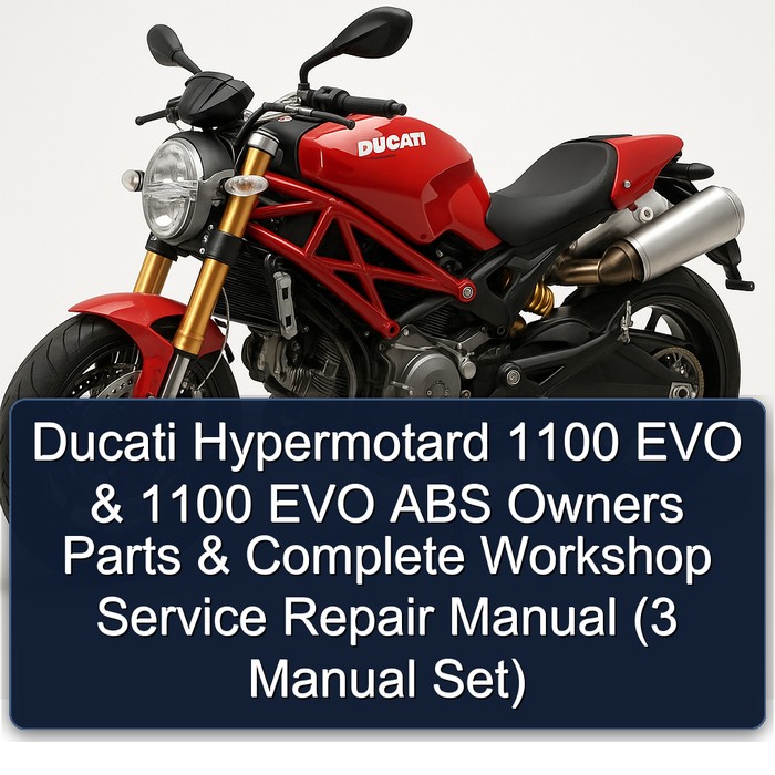 Ducati Hypermotard 1100 EVO & 1100 EVO ABS Owners Parts & Manual completo de servicio y reparación del taller (3 Manual Set)