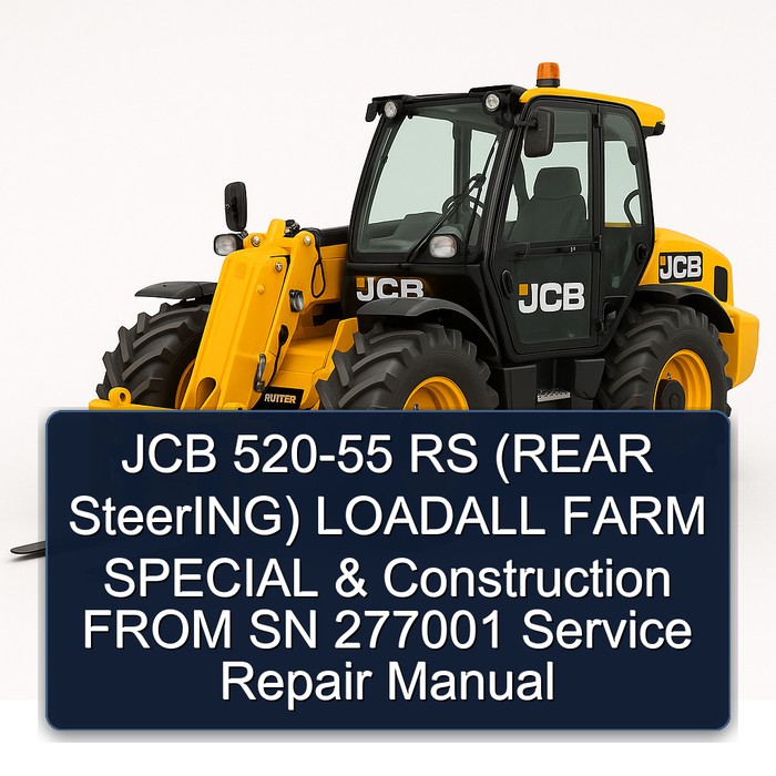 JCB 520-55 RS (REAR SteerING) LOADALL FARM SPECIAL & Construction FROM SN 277001 Service Repair Manual