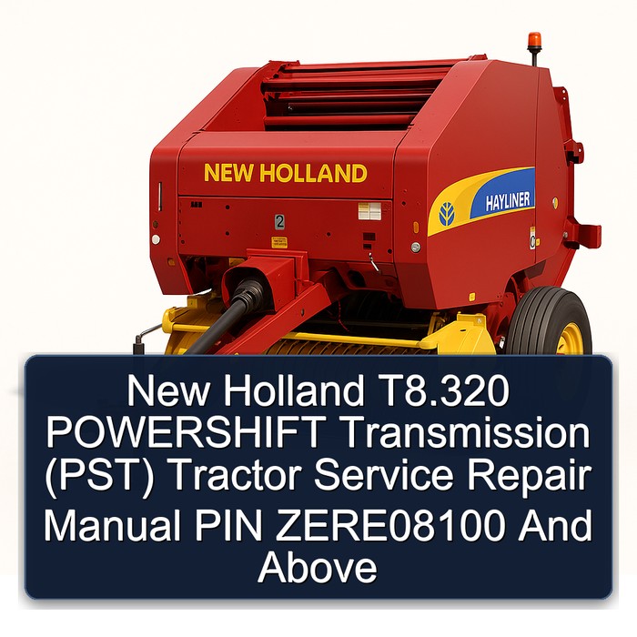 Manual de Servicio y Reparación del Tractor New Holland T8.320 POWERSHIFT (PST) PIN ZERE08100 y Superiores