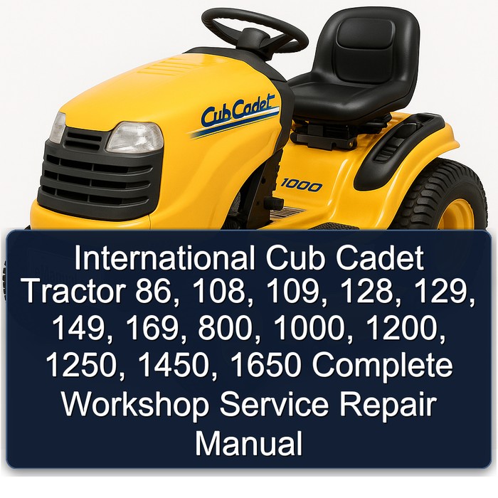 International Cub Cadet 86 108 109 128 129 149 169 800 1000 1200 1250 1450 1650 Tractor Complete Workshop Service Repair Manual