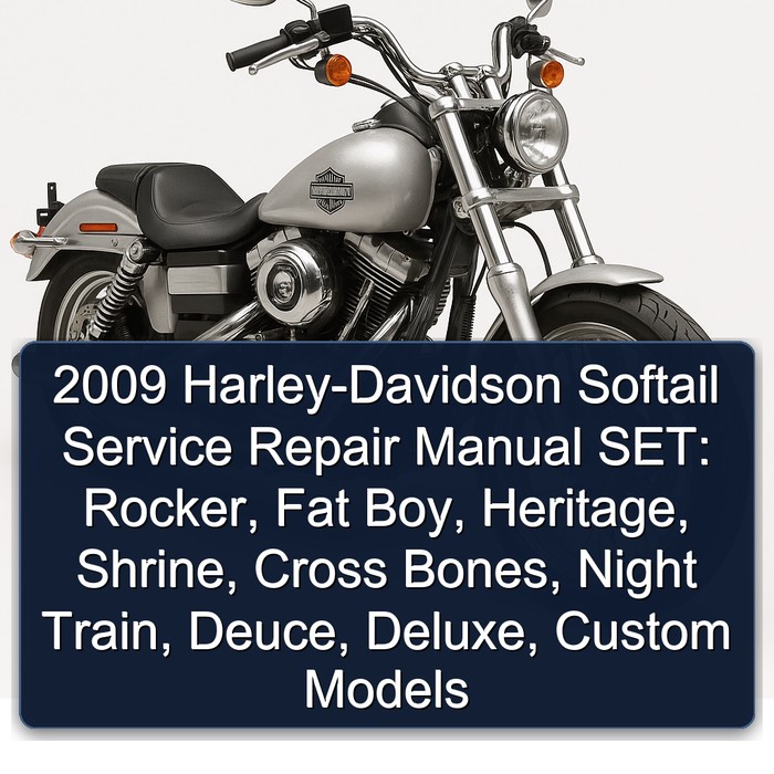 2009 Harley-Davidson Softail Manual de servicio y reparación SET Rocker Fat Boy Heritage Shrine Cross Bones Night Train Deuce Deluxe Custom models