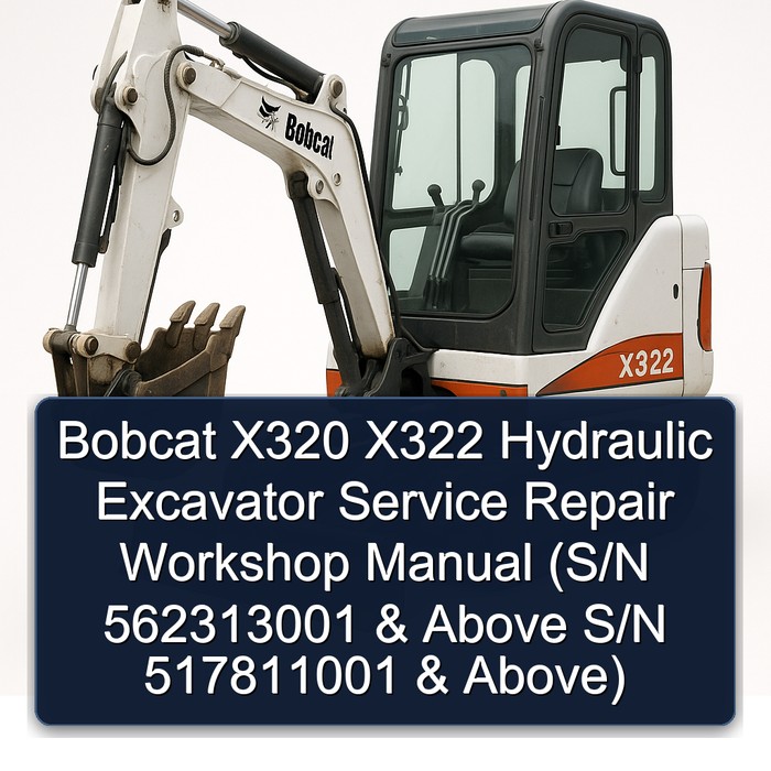 Bobcat X320 X322 Hydraulic Excavator Service Repair Workshop Manual (S/N 562313001 & Above S/N 517811001 & Above)