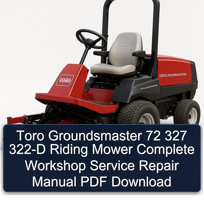 Toro Groundsmaster 72 327 322-D Riding Mower Complete Workshop Service Repair Manual PDF Download