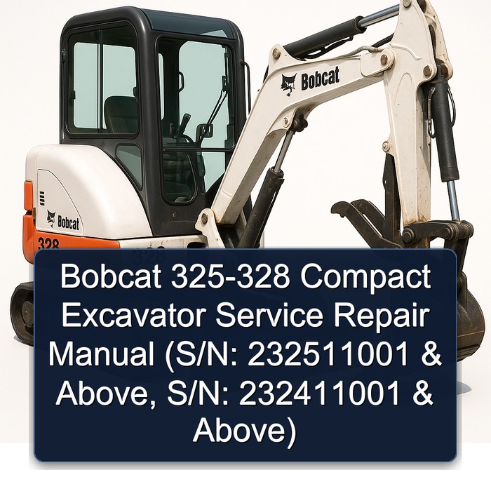 Bobcat 325 328 Compact Excavator Service Repair Manual + Operation & Maintenance Manual + Wiring & Hydraulic Schematic (S/N: 232511001 & Above S/N: 232411001 &
