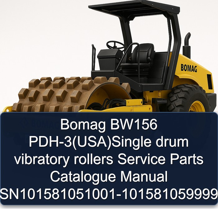 Bomag BW156 PDH-3(USA)Single drum vibratory rollers Service Parts Catalogue Manual SN101581051001-101581059999