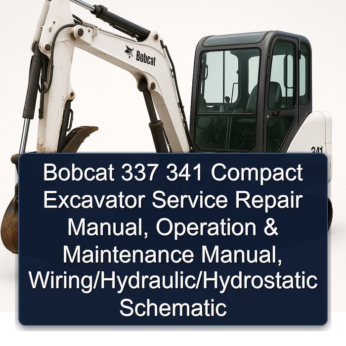 Bobcat 337 341 Compact Excavator Service Repair Manual, Operation & Maintenance Manual, Wiring/Hydraulic/Hydrostatic Schematic