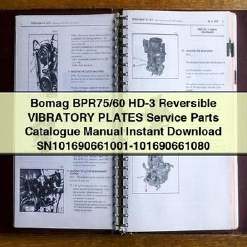 Bomag BPR75/60 HD-3 Reversible Vibratory Plates Service Parts Catalogue Manual PDF