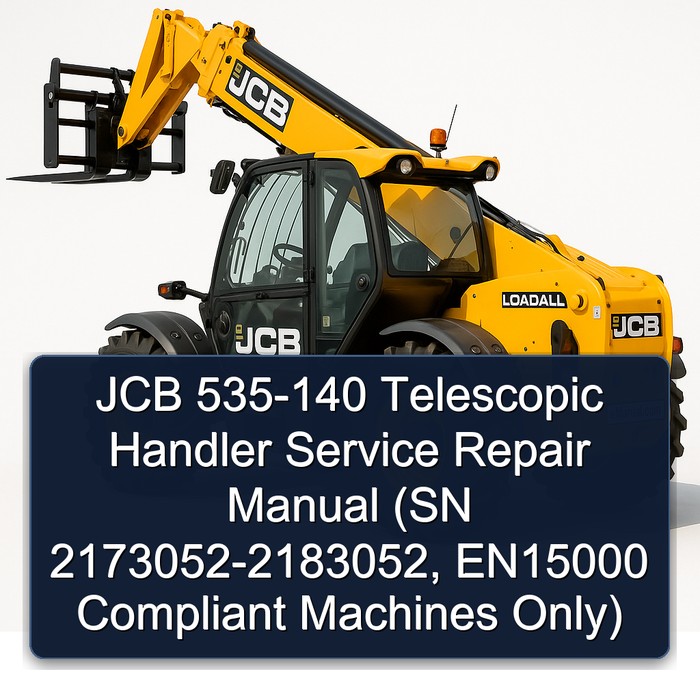 JCB 535-140 Telescopic Handler Service Repair Manual (SN 2173052-2183052, EN15000 Compliant Machines Only)