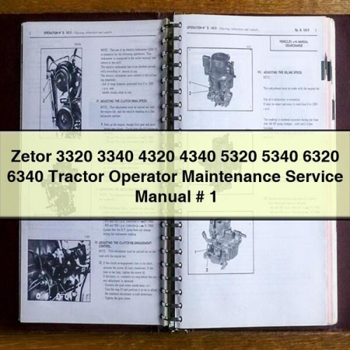 Zetor 3320 3340 4320 4340 5320 5340 6320 6340 Tractor Operator # 1 Workshop Service Repair Manual PDF Download