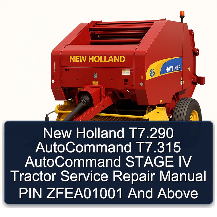 New Holland T7.290 AutoCommand T7.315 AutoCommand STAGE IV Tractor Manual de servicio y reparación PIN ZFEA01001 And Above