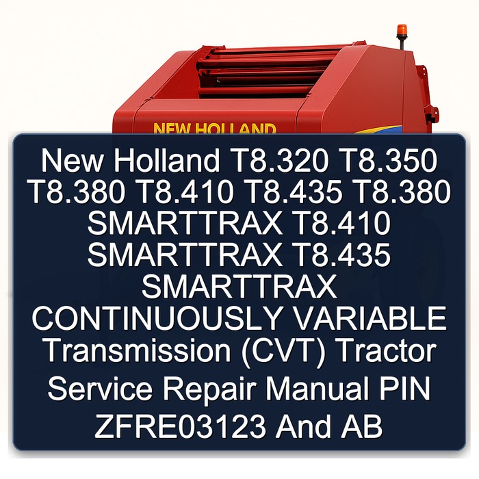 New Holland T8.320 T8.350 T8.380 T8.410 T8.435 T8.380 SMARTTRAX T8.410 SMARTTRAX T8.435 SMARTTRAX CONTINUOUSLY VARIABLE Transmission (CVT) Tractor Service Repair Manual PIN ZFRE03123 And AB