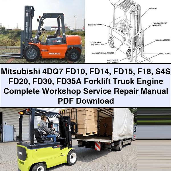 Mitsubishi 4DQ7 FD10 FD14 FD15 F18 S4S FD20 FD30 FD35A Forklift Truck Engine Workshop Service Repair Manual PDF Download