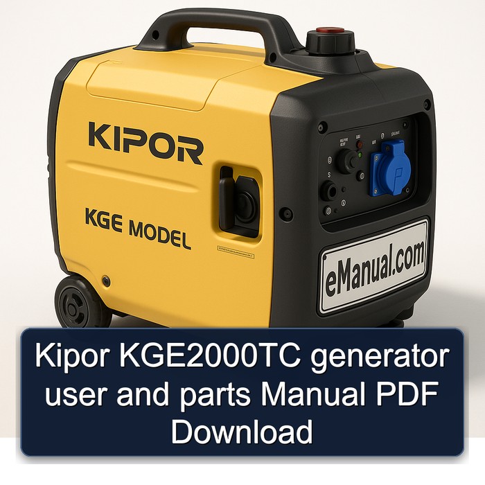 Kipor KGE2000TC Generator User and Parts Catalog PDF Download