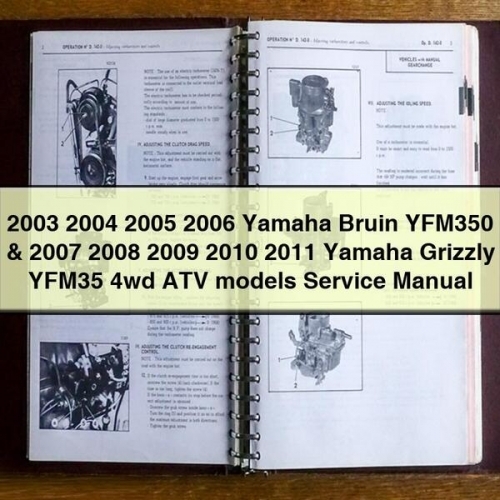 2003-2006 Yamaha Bruin YFM350 & 2007-2011 Yamaha Grizzly YFM35 4WD ATV Models Service Manual