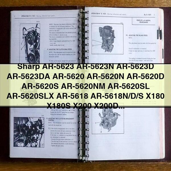 Sharp AR-5623 AR-5623N AR-5623D AR-5623DA AR-5620 AR-5620N AR-5620D AR-5620S AR-5620NM AR-5620SL AR-5620SLX AR-5618 AR-5618N/D/S X180 X180S X200 X200D X230N AR-181G AR-VR7 Parts