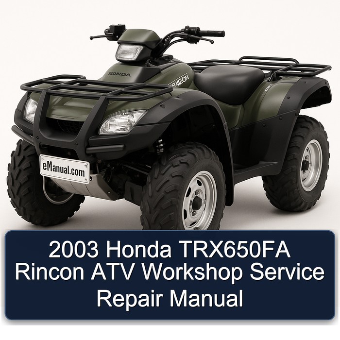 2003 Honda TRX650FA Rincon ATV Workshop Manual de servicio y reparación