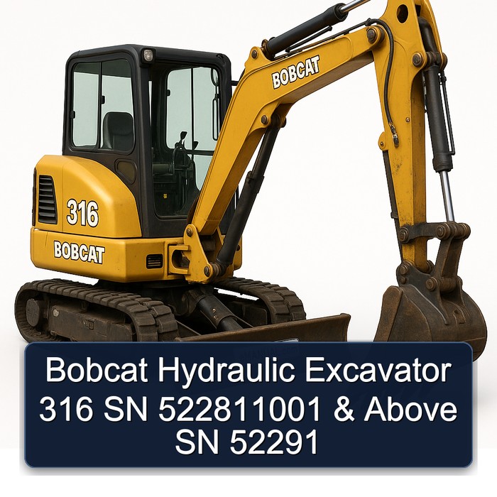 Bobcat Hydraulic Excavator 316 SN 522811001 & Above SN 52291