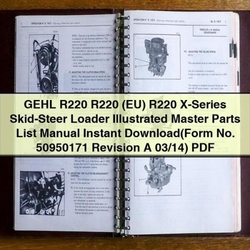 Gehl R220, R220 (Eu), R220 x-Series Skid-Steer Loader Parts Catalog PDF Download