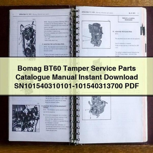 Bomag BT60 Tamper Service SN101540310101-101540313700 Parts Catalog PDF Download