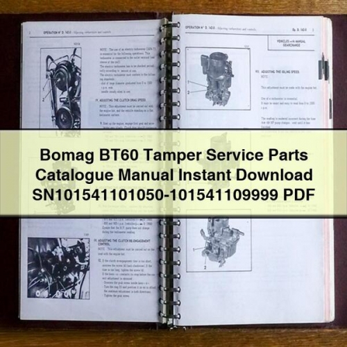 Bomag BT60 Tamper Service SN101541101050-101541109999 Parts Catalog PDF Download