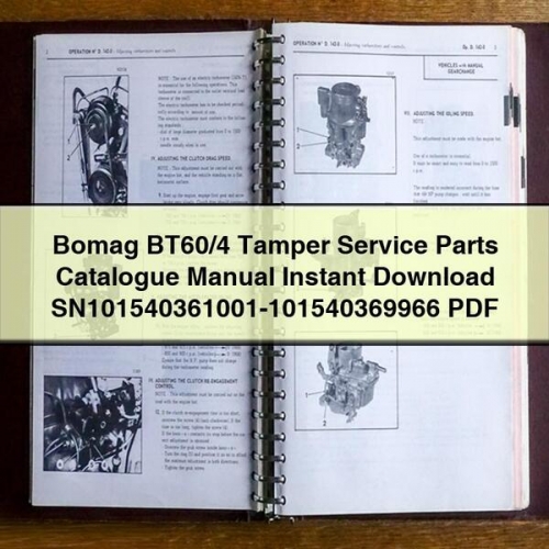 Bomag BT60/4 Tamper Service SN101540361001-101540369966 Parts Catalog PDF Download