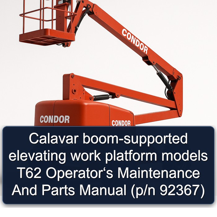 Calavar boom-supported elevating work platform models T62 Operator‘s Maintenance And Parts Manual (p/n 92367)