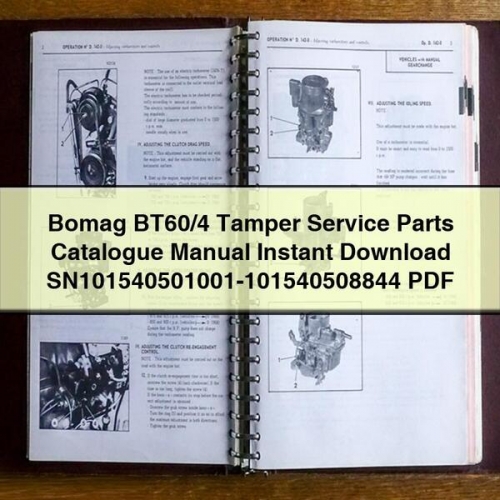 Bomag BT60/4 Tamper Service SN101540501001-101540508844 Parts Catalog PDF Download