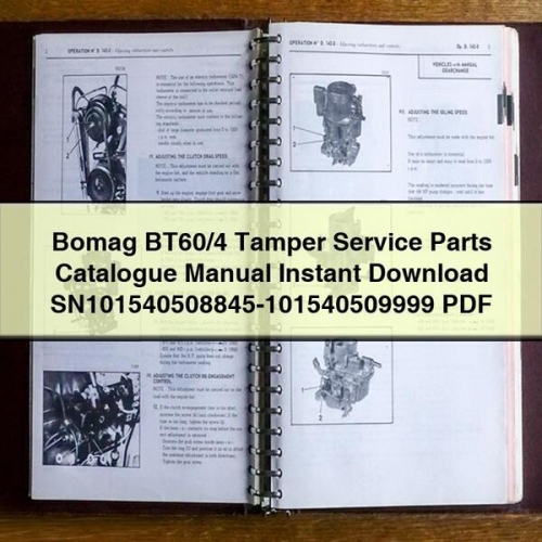 Bomag BT60/4 Tamper Service SN101540508845-101540509999 Parts Catalog PDF Download