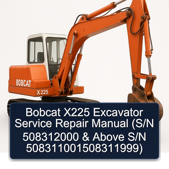Bobcat X225 Excavator Service Repair Manual (S/N 508312000 & Above S/N 508311001508311999)