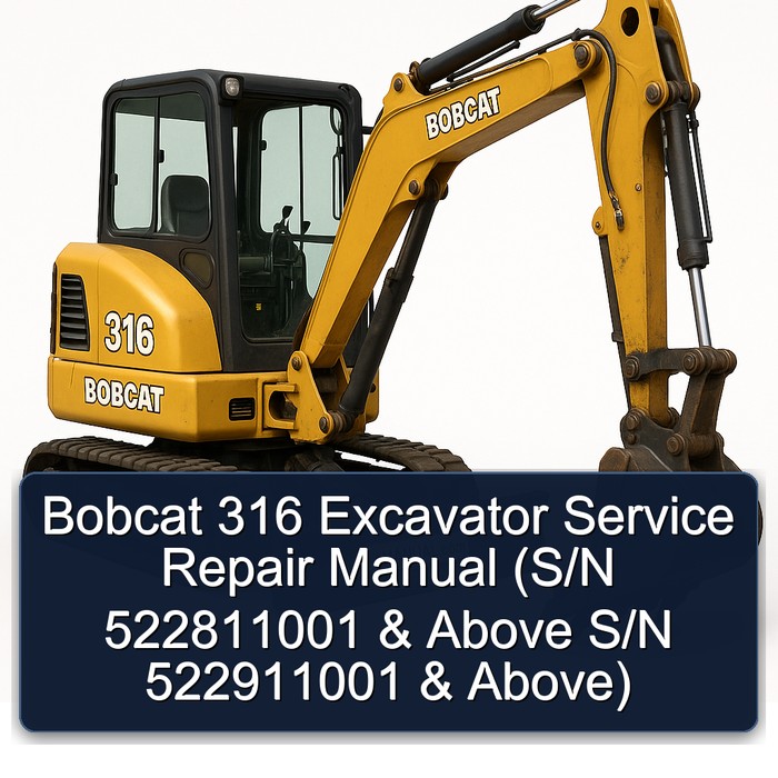 Bobcat 316 Excavator Service Repair Manual (S/N 522811001 & Above S/N 522911001 & Above)