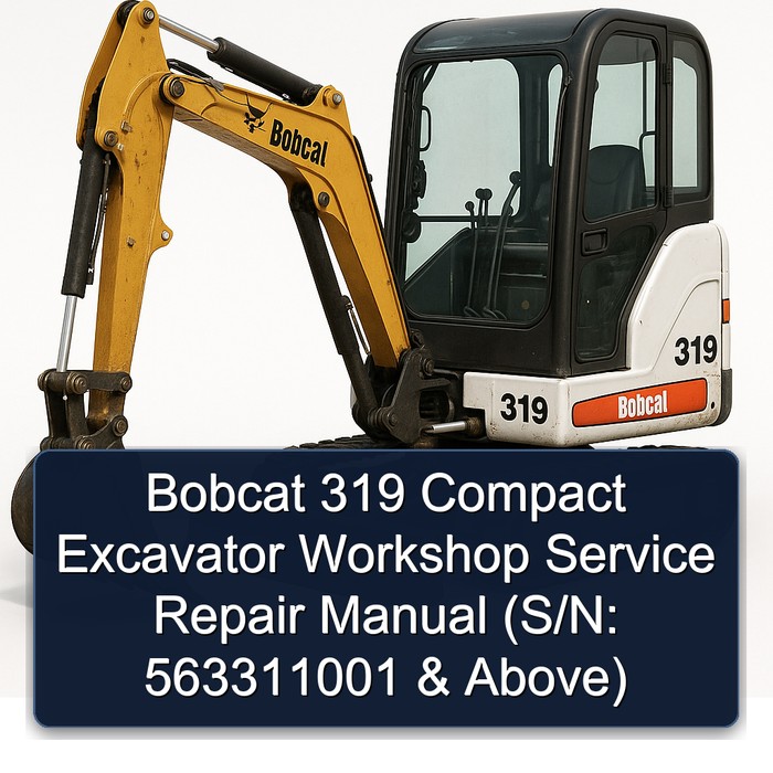Bobcat 319 Compact Excavator Workshop Manual de servicio y reparación (S/N: 563311001 & Above)