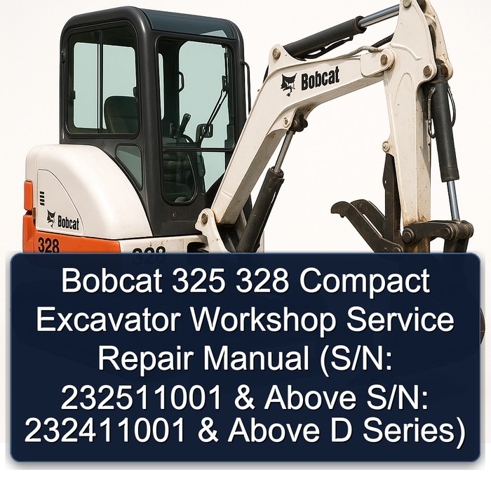 Bobcat 325 328 Compact Excavator Workshop Service Repair Manual (S/N: 232511001 & Above S/N: 232411001 & Above D Series)