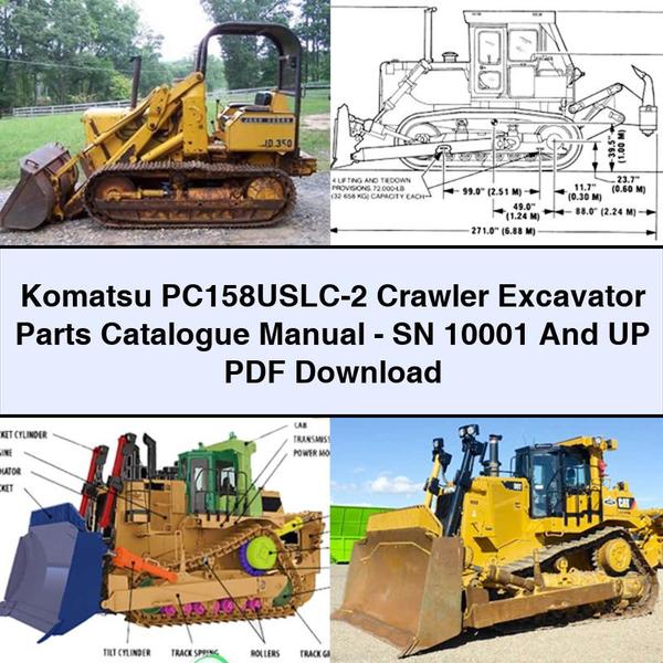 Komatsu PC158USLC-2 Crawler Excavator Parts Catalogue Manual-SN 10001 And UP